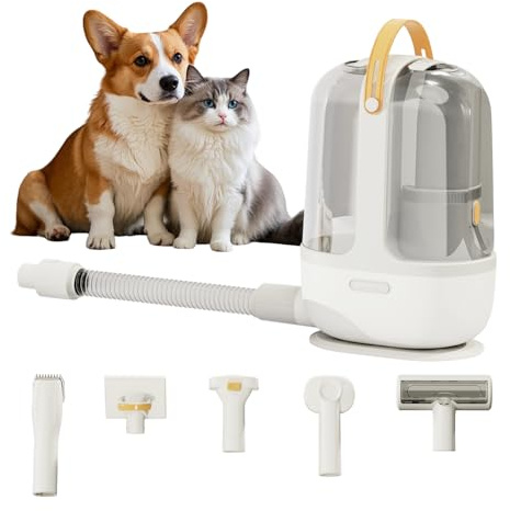 Pet Grooming Vacuum Kit - Cat & Dog Grooming Kit for Easy Pet Care at Home & Outdoor, 12000 Pa Powerful Suction， 8000mAh Vaccum Cleaner - Includes Clippers, Brush, Nail Trimmer Grinder