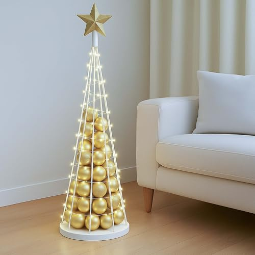 Mendler Deko-Baum HWC-O91 Metall 115cm - weiß | Weihnachtsbaum, Schmuckbaum, Weihnachtsdeko, Christbaum, zum Beschmücken