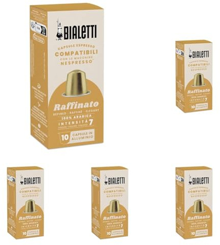 Bialetti Café Capsules compatibles Nespresso® - Raffinato - 10 Capsules (Lot de 5)