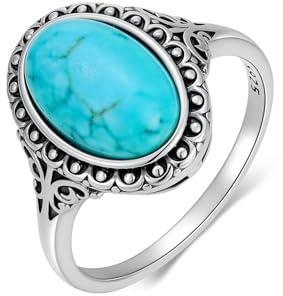MUUYON Damenringe Silber 925 Türkisring Damen Ringe Türkis (57(18.1))