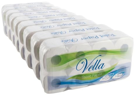 Vella Toilettenpapier 72 Rollen Großpack, 3-lagig, extra weich & saugstark, 250 Blatt pro Rolle, Zellstoff, parfümfrei