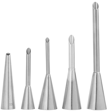 Lot 5 Douilles Pâtisserie Inox pour Garnir Éclairs Choux - Embouts Remplissage Longs 5mm 6mm 8mm & Modèle 230 - Kit Accessoire Poche à Douille Professionnel pour Décoration Cupcakes Profiteroles