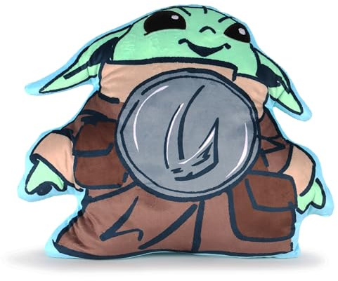 Jay Franco Star Wars The Mandalorian Plüsch-Dekokissen – 30 cm, ultraweiches Plüschtier und kuscheliges Kissen für Kinder, offiziell lizenziert, Mehrfarbig