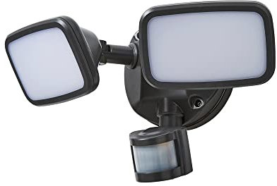 LITECRAFT Alma Outdoor Twin 20 Watt Integrated LED Floodlight with PIR Motion Sensor - Dark Grey