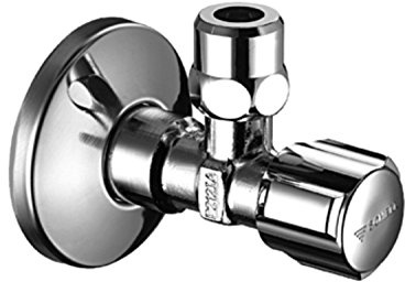 SCHELL 049070699 Eckregulierventil / Eckventil COMFORT ½“ verchromt , DIN-Eckregulierventil mit Griff, langem Schubschaft, Schubrosette , 54 mm, Messing-Konus-Quetschverschraubung mit Längenausgleich