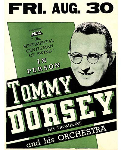 Wee Blue Coo Prints Music Concert Advert Tommy Dorsey Trombone Legend USA Art Print Poster 30X40 cm 12X16 IN Musik Konzert Werbung Legende Vereinigte Staaten von Amerika Kunstdruck