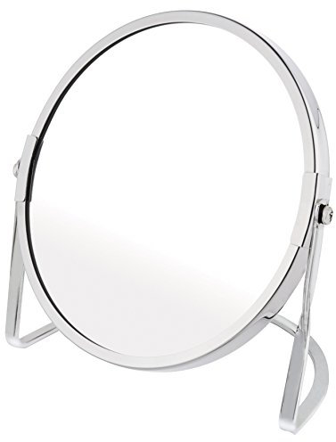 axentia 116921 Kosmetikspiegel, Badaccessoire und Deko, Tischspiegel für Küche und Haushalt, Standspiegel mit Standfuß aus hochwertigem Metall, Spiegel als Wohnaccessoire mit Vergrößerung, ca. 16 x 9 x 17 cm, Ø Spiegelfläche ca. 15 cm, verchromt