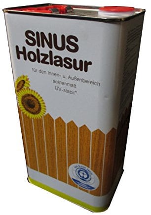 Burtex - Sinus Holzlasur 5l - Farbe: Ebenholz - Holzlasur innen & außen - Seidenmatt - Holzlasur für Balkon,Vordach, Gartenhaus, Zaun - wetterfest