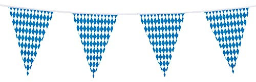 Boland 54217 - Wimpelkette Bayern, Blau/Weiß, Dekorationen, Oktoberfest, Bierfest, Kirchweih, Bayern, Geburtstag, Mottoparty, Karneval