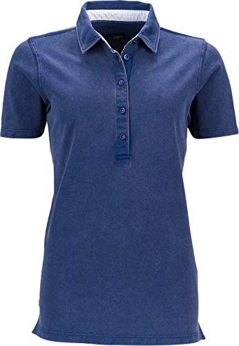 James & Nicholson Damen Ladies' Polo Poloshirt, Blau (Navy/White-Light-Blue), 34 (Herstellergröße: S)