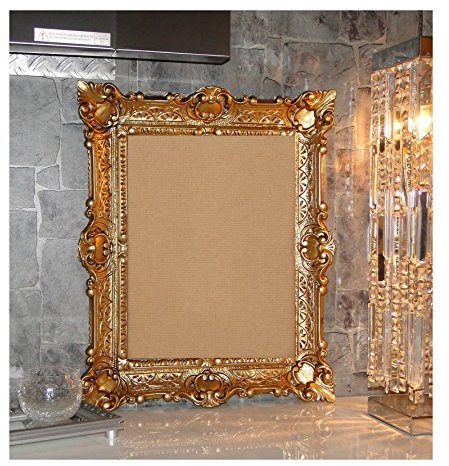Lnxp Cadre photo baroque avec verre - 56 x 46 cm - Rectangle - Pour photos de 30 x 40 cm ou 40 x 30 cm - Style baroque antique - Doré