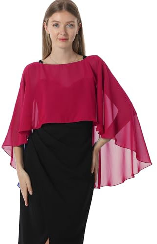 Hotshawl Capelets für Damen, Chiffon-Umhang, Schals und Wickeltuch, für Abendkleid, Hochzeitsumhänge, Dunkelrot, Einheitsgröße