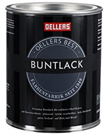 OELLERS Peinture multi-supports pinceau, 1 litre, RAL 3020 rouge signalisation, première qualité, 3 en 1, brillante, couleurs attrayantes, décorer et protéger