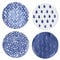 Vietri Viva Santorini - Set di 4 piatti da insalata assortiti, 22,9 cm, in terracotta, per dessert e antipasti