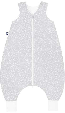 Julius Zöllner 9112969290 Sommer-Jumper - Jersey Sommerschlafsack mit Beinen (0, 5 TOG) - Tiny Squares Grey - Gr. 104/ 36-60 Monate, grau