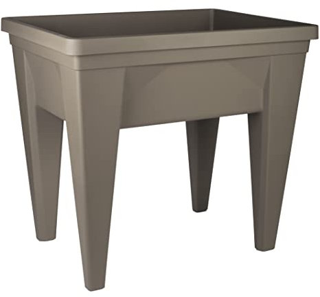 EDA - Espace Potager Veg&Table Max 85L - Zone Rétention d'eau - Pieds Creux avec Bouchon Evacuation - 75,6 x 55,6 x 68 cm - Taupe