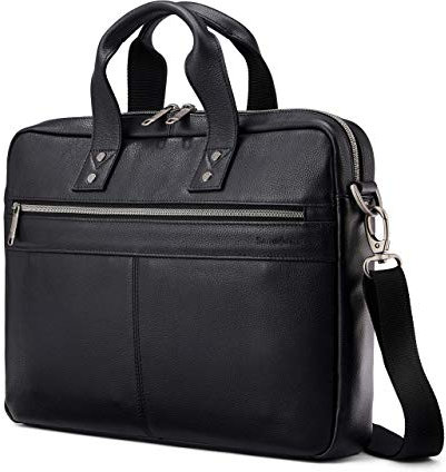 Samsonite Classic Leather Slim Brief, Black, One Size