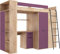 Hochbett mit Schreibtisch, Kleiderschrank und Bücherregal - Loftbett für Kinder - Komplettes Möbelset 236x120x190 cm - 90x200 cm Bettgröße - Rechte Leiter - VERANA - (Eiche Sonoma/Violett)