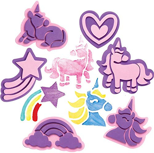 Baker Ross AX355 Unicorn Foam Stampers - Pack of 10, Stamp Set for Children, Ideal for Kids Arts and Crafts Projects