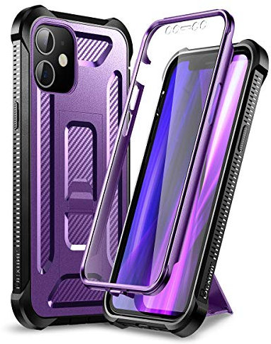 Dexnor Case Compatible with iPhone 12 Mini 5G 5.4 Inch, 360 Degree Full Body Heavy Duty Shockproof Protective Cover with Built-in Screen Protector and Kickstand - Purple
