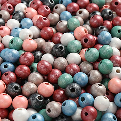 ToBeIT holzperlen bunt Holz perlen ca. 1000pcs bastelnperlen 8mm perlen Holzkugeln für DIY Schmuck Zubehör (8mm)