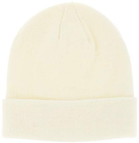 SHIPITNOW Weiße Herren oder Damen Wintermütze Einfarbig - Basic Strickmütze ohne Bommel - 100% Acryl Beanie- Einfaches und klassisches Mützen ohne Marke - Einheitsgröße