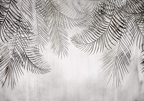 decomonkey Photo Wallpaper Palm Leaves 400 x 280 cm - Nature Vintage Wall Mural Non-Woven Murals Wall Art Fleece Modern Print Home Decoration Design Picture Abstract Grey Bedroom Living Room