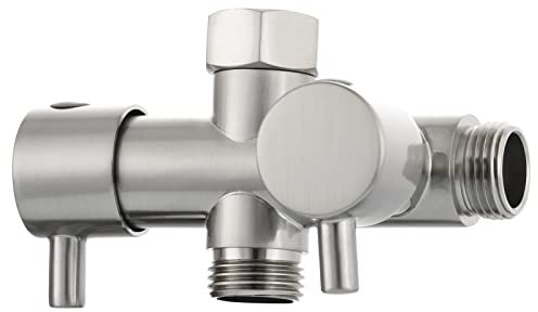 Tecmolog G1/2 Duscharm Umsteller Verteiler Adapter Messing 3-Wege-Umschaltventil fuer Dusche, Gebürstetes Nickel, DSF014NA