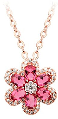 Beydodo Damen Halskette Vergoldet, Blume Anhänger mit Zirkonia Hochzeit Kette 45CM Partnerkette für Frauen Mädchen