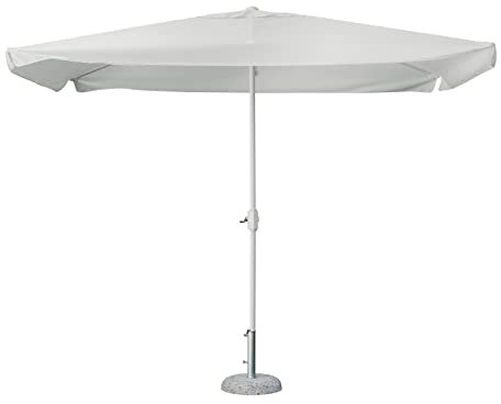 Sonnenschirm für den Garten, 3 x 3 m, mit Gestell aus weißem Aluminium, Öffnung mit Kurbel, Sockel nicht im Lieferumfang enthalten