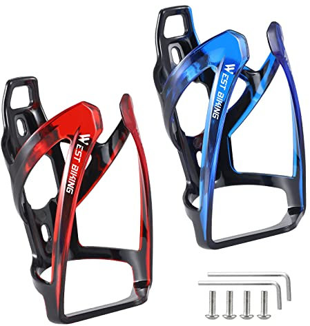 West Biking Bike Water Bottle Holder Ultra-Light Durable PC Bicycle Bottle Cages with Screws Tool, Easy Installation Bike Cup Holder for Road MTB Bikes Outdoor Cycling（2 Pack, Multi-Color）