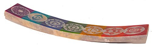 Porte-encens Indien en Steatite Issu du Commerce Equitable 7 Chakras 25 x 5 x 2,5 cm 0,6 kg