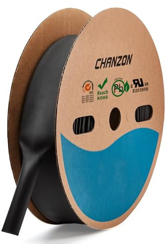 Chanzon 2:1 Ratio - 80Ft Roll - 1-9/16 (40mm) Heat Shrink Tubing 2:1(25M Total Length) Black Polyolefin Sleeving Wrap Shrinking 2 to 1 1pcs