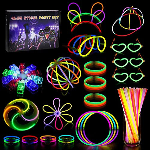 238PCS Knicklichter Party Set, Leuchtstäbe mit 10 Fingerlicht, Knicklichter 100 Stück,Knicklichter Brille,Haarnadel, Blume,Schmetterling,Ball, Glow Sticks für Neon Party Deko Hochzeit Kinder