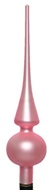 Kaemingk Christbaumspitze Glas 26cm hoch, D=6cm Weihnachtsbaumspitze rosa pink Lippenstiftrosa matt