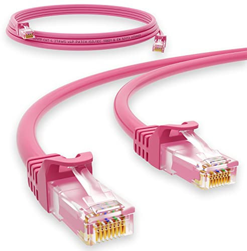 HB-DIGITAL 1m Patchkabel RJ45 LAN CAT 6 Ethernetkabel Netzwerkkabel bis zu 1 Gbit/s CAT 6 Kupfer Profi U/UTP DSL für Patchpanel Switch Router Modem - Pink