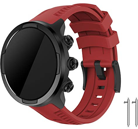 Wandeful Cinturino Compatibile per Suunto 7, Suunto 9 Baro, Suunto D5, Suunto Spartan Sport/Wrist HR, Silicone Cinturino di Ricambio Bracciale (Rosso)