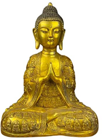 Buddha-Figur Tempel Bronze Shakyamuni Shakya Mani Tathagata Buddha Statue Messing Sakyamuni Sitzende Buddha Statue Ornament