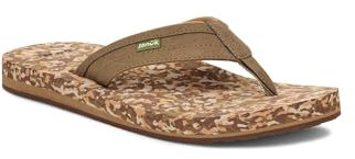 Sanuk Herren Ziggy Flipflop, Khaki Multi, 44 EU