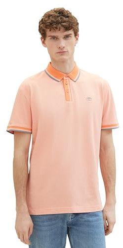 TOM TAILOR Herren Basic Piqué Poloshirt, white orange twotone, XXL