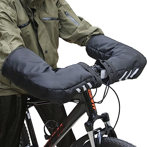 TITA-DONG Waterproof Winter Bike Mittens Gloves Bike Handlebar Mittens Gloves Warm Hand Warmers for Winter and Cold Weather Riding, A Pair, black, 60x16x22cm(#1)