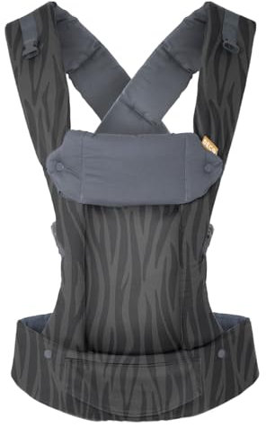 Beco Gemini Babytrage Neugeborene ab Geburt bis Kleinkind-4 Tragepositionen Baby Trage aus 100% Baumwolle-Babytrage ab Geburt, Ergonomischer Baby Carrier mit verstellbarem Sitz, 3-16 kg (Dark Zebra)