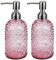 Dispenser di sapone per mani e piatti in vetro per bagno e cucina, con pompa in acciaio inossidabile 304 antiruggine (rosa, confezione da 2)