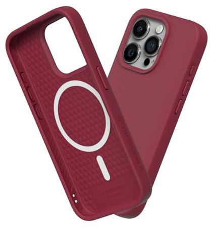 RhinoShield Case kompatibel mit [iPhone 15 Pro] | SolidSuit - MagSafe-kompatibel -Stoßdämpfende & schlanke Schutzhülle mit Premium Finish - 3.5 Meter Fallschutz - Bordeauxrot