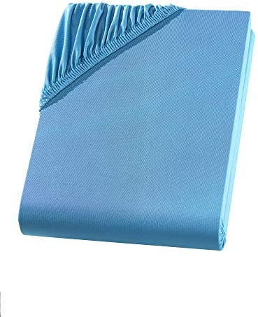 Visaggio Mikrofaser Spannbettlaken 180x200-220 + 40 cm Boxspringbett Türkis Microfaser Polyester Spannbetttuch Bettlaken