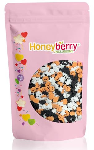 Halloween Streusel Mix 200g - Natürliche Essbare Streusel Tortendeko - Halloween Streudeko, Zuckerstreusel Halloween Perfekt zum Verzieren von Kuchen, Muffins und Desserts - Hergestellt in der EU