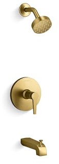 Kohler K-TS97074-4Y-2MB Pitch Rite-Temp Bath and Shower Trim Kit, 2.5 GPM, Vibrant Brushed Moderne Brass