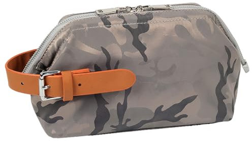 Sac de Toilette pour Hommes, Grand Voyage Sac de Toilette avec Poignets en Cuir, imperméable à l'eau dopp Kit Salle de Bains Salle de Gym Articles de Toilette Makeup Pack Kaki