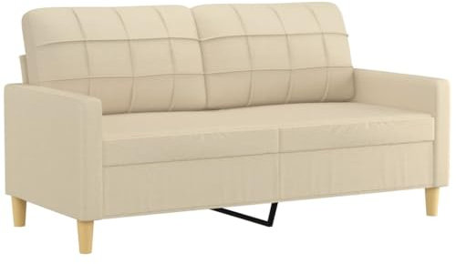 vidaXL Sofa 2 Sitzer, Couch für Wohnzimmer, Polstersofa mit Metallgestell, Loungesofa Zweisitzer Wohnzimmersofa Wohnzimmermöbel, Creme Stoff