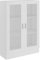 Natulvd Bookcases with 2 Glass Doors, Book Cabinet Display Storage Shelving Unit, Storage Rack File Cabinet for Living Room Bedroom Office - White - 115 cm H